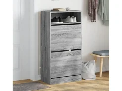 Zapatero de madera de ingeniería gris Sonoma 60x34x116 cm ES836875