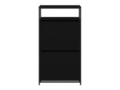 Zapatero de madera de ingeniería negro 60x34x112 cm ES913933