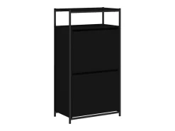 Zapatero de madera de ingeniería negro 60x34x112 cm ES913933