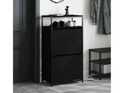 Zapatero de madera de ingeniería negro 60x34x112 cm ES913933