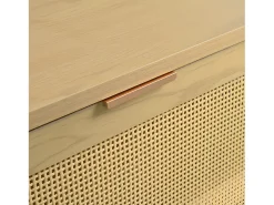 Zapatero de madera y ratán - 4 puertas abatibles - Natural