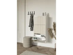 Zapatero de pared con 3 puertas - Greige - 50 cm - VELDIO