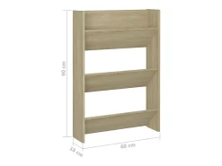 Zapatero de pared de roble Sonoma 60x18x90 cm Aglomerado