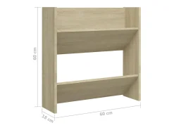 Zapatero de pared de roble Sonoma 60x18x60 cm Aglomerado