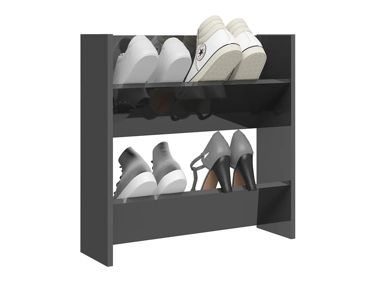 Zapatero de pared, gris alto brillo, madera de ingeniería
