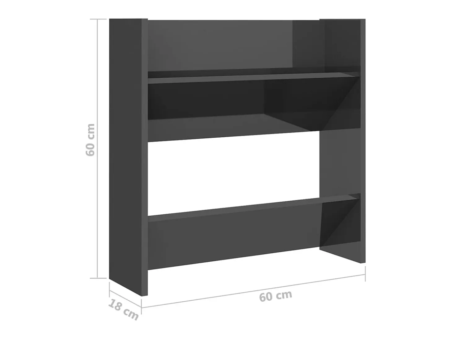 Zapatero de pared, gris alto brillo, madera de ingeniería