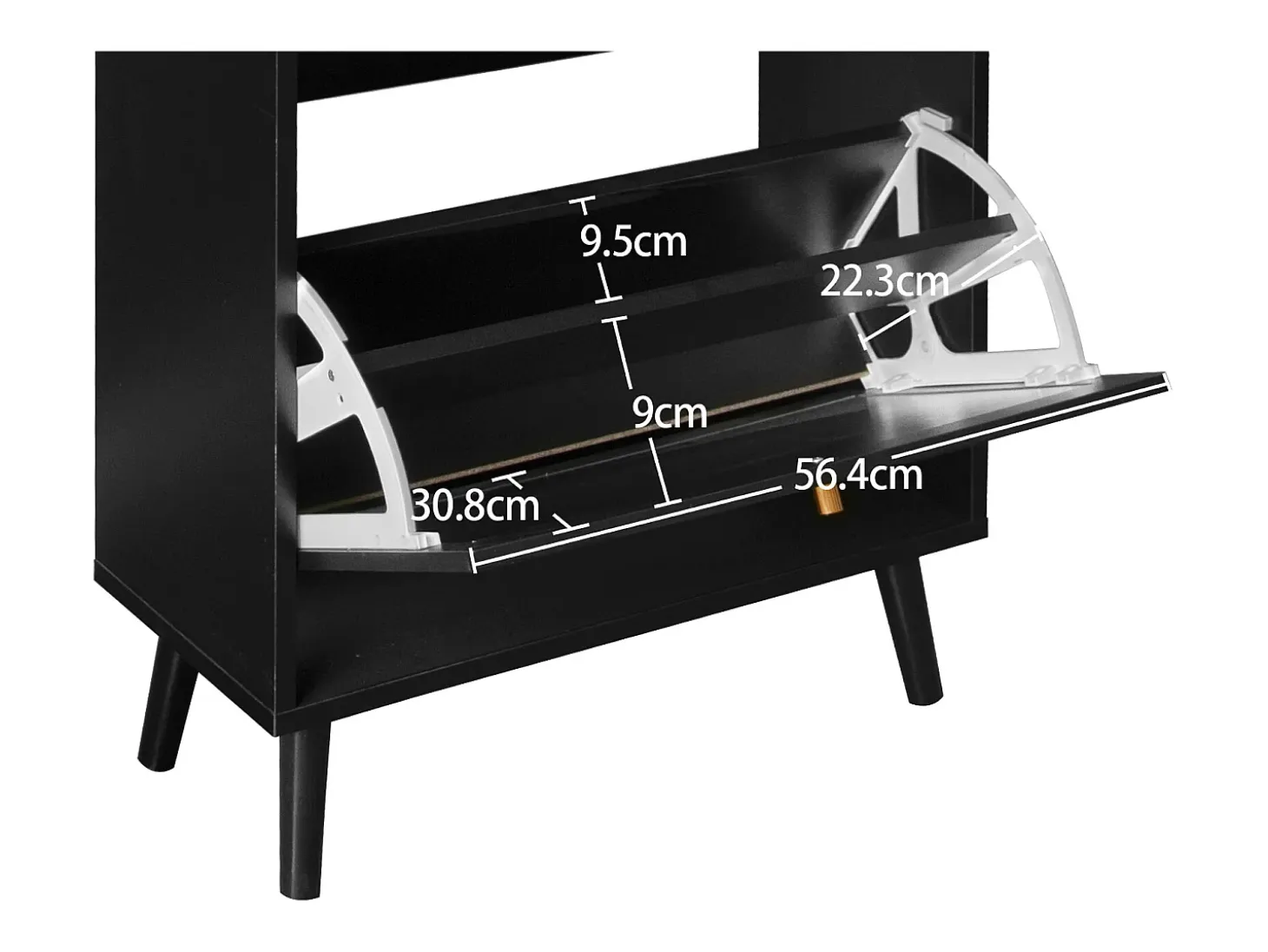 Zapatero de ratán negro - 2 puertas y 1 cajón