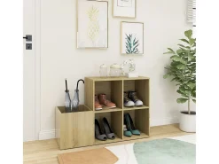 Zapatero de recibidor contrachapado roble Sonoma 105x35,5x70 cm ES648981