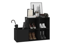 Zapatero de recibidor madera contrachapada negro 105x35,5x70 cm ES125075