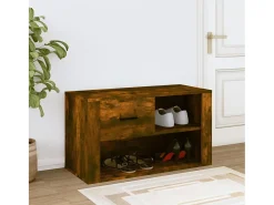Zapatero de roble ahumado 80x35x45 cm Madera de ingeniería