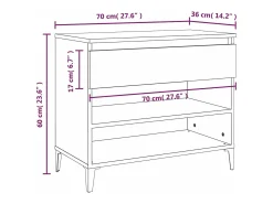 Zapatero de roble ahumado 70x36x60 cm Madera de ingeniería