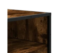 Zapatero de roble ahumado fabricado con madera de ingeniería y metal.