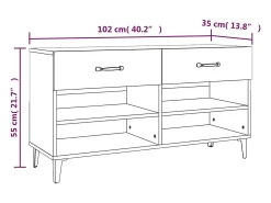 Zapatero de roble ahumado 102x35x55 cm Madera de ingeniería
