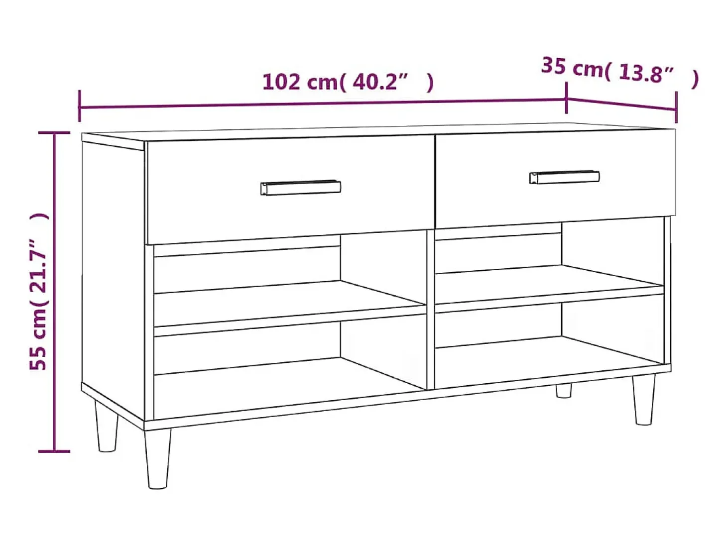 Zapatero de roble ahumado 102x35x55 cm Madera de ingeniería