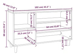 Zapatero de roble ahumado 102x36x60 cm Madera de ingeniería