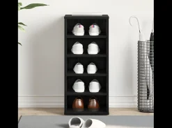 Zapatero de roble negro 32x35x70 cm en madera compuesta