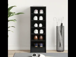 Zapatero de roble negro 31,5x35x90 cm en madera reconstituida