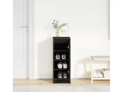 Zapatero de roble negro 29,5x34x76 cm madera de ingeniería