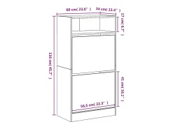 Zapatero de roble Sonoma 60x34x116cm Madera de ingeniería