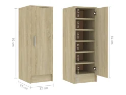 Zapatero de roble Sonoma 32x35x92 cm Madera de ingeniería