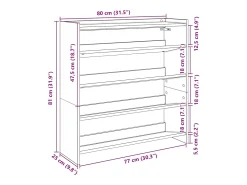 Zapatero de roble Sonoma 80x25x81 cm madera de ingeniería