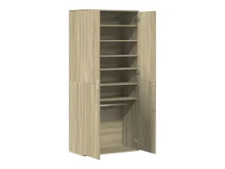 Zapatero de roble Sonoma de 80 x 39 x 178 cm de madera de ingeniería