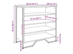 Zapatero de roble Sonoma 80x38x78 cm madera de ingeniería