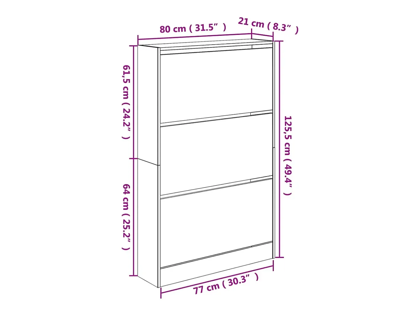 Zapatero de roble Sonoma 80x21x125,5cm madera de ingeniería
