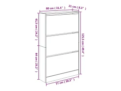 Zapatero de roble Sonoma 80x21x125,5cm madera de ingeniería