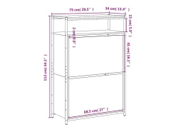 Zapatero de roble Sonoma 75x34x112cm madera de ingeniería