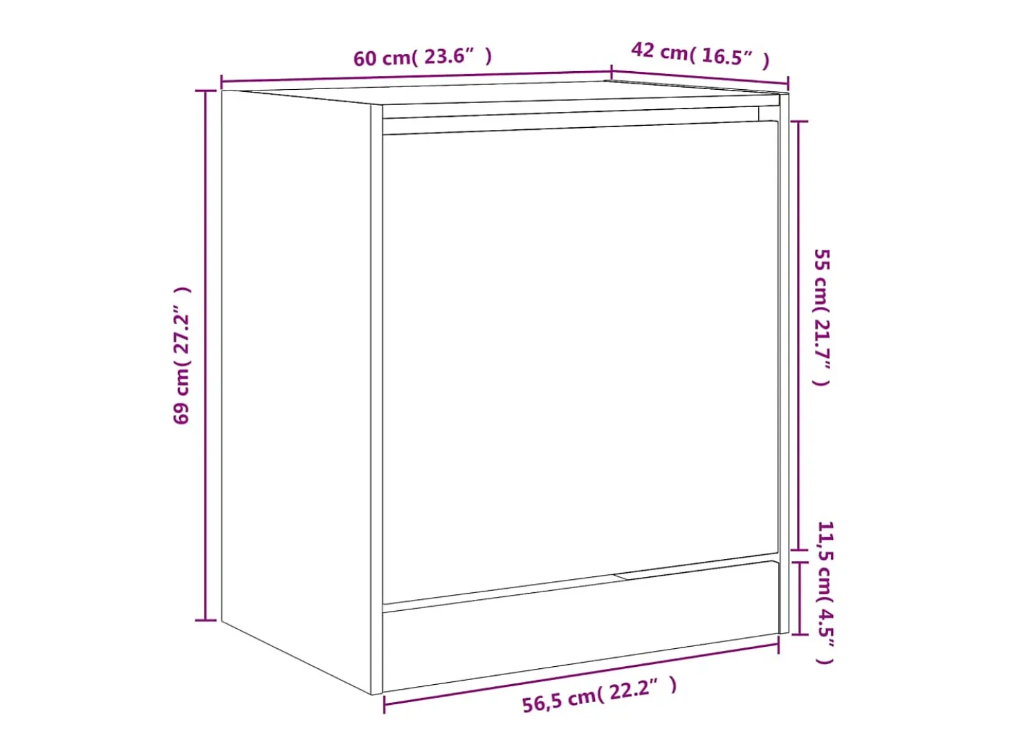 Zapatero de roble Sonoma 60x42x69 cm madera de ingeniería