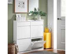 Zapatero Estrecho con 4 Solapas Organizador para Zapatos de Entrada con 2 Cajones Blanco 98 x 19 x 95 cm FSR169-W SoBuy ES