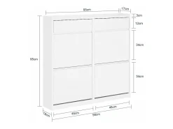 Zapatero Estrecho con 4 Solapas Organizador para Zapatos de Entrada con 2 Cajones Blanco 98 x 19 x 95 cm FSR169-W SoBuy ES