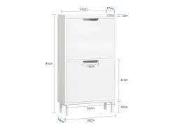 Zapatero Estrecho con 2 Solapas Organizador para Zapatos de Entrada 50 x 19 x 91 cm Blanco FSR151-W SoBuy ES