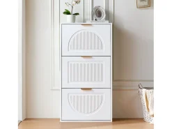 Zapatero estrecho de 3 puertas - 60 x 24 x 114 cm - para entrada/salón - MDF - blanco