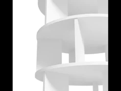 Zapatero giratorio con 5 estantes - Madera blanca redonda