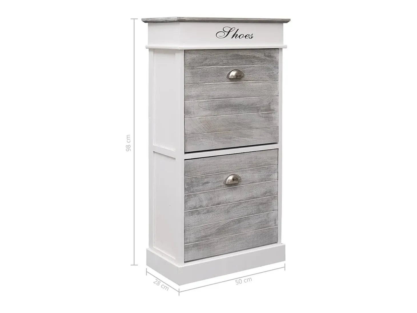 Zapatero gris 50 x 28 x 98 cm madera de paulownia