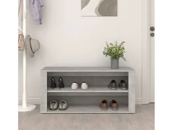 Zapatero Gris Hormigón 100x35x45 cm Madera de Ingeniería