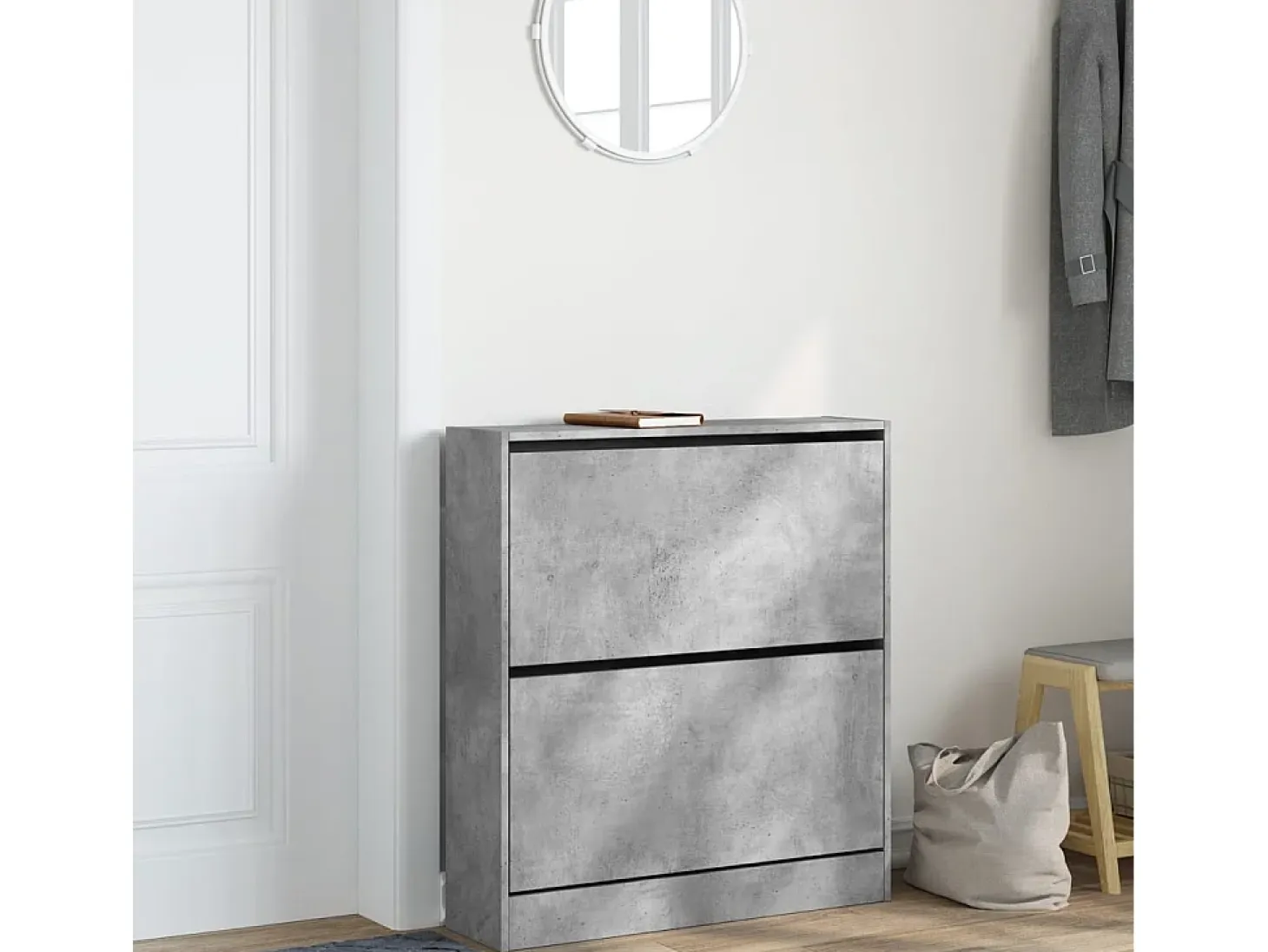 Zapatero gris hormigón 80x21x87,5 cm madera de ingeniería