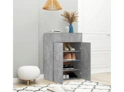 Zapatero gris hormigón 60x35x84 cm Madera de ingeniería