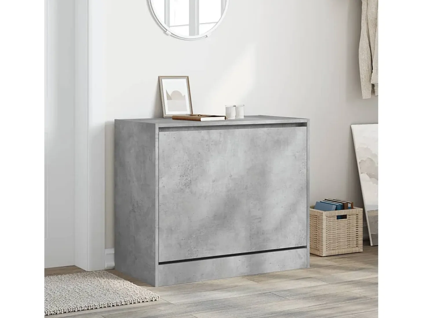 Zapatero gris hormigón 80x42x69 cm madera de ingeniería