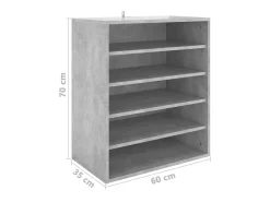 Zapatero gris hormigón 60x35x70 cm Madera de ingeniería