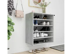 Zapatero gris hormigón 60x35x70 cm Madera de ingeniería