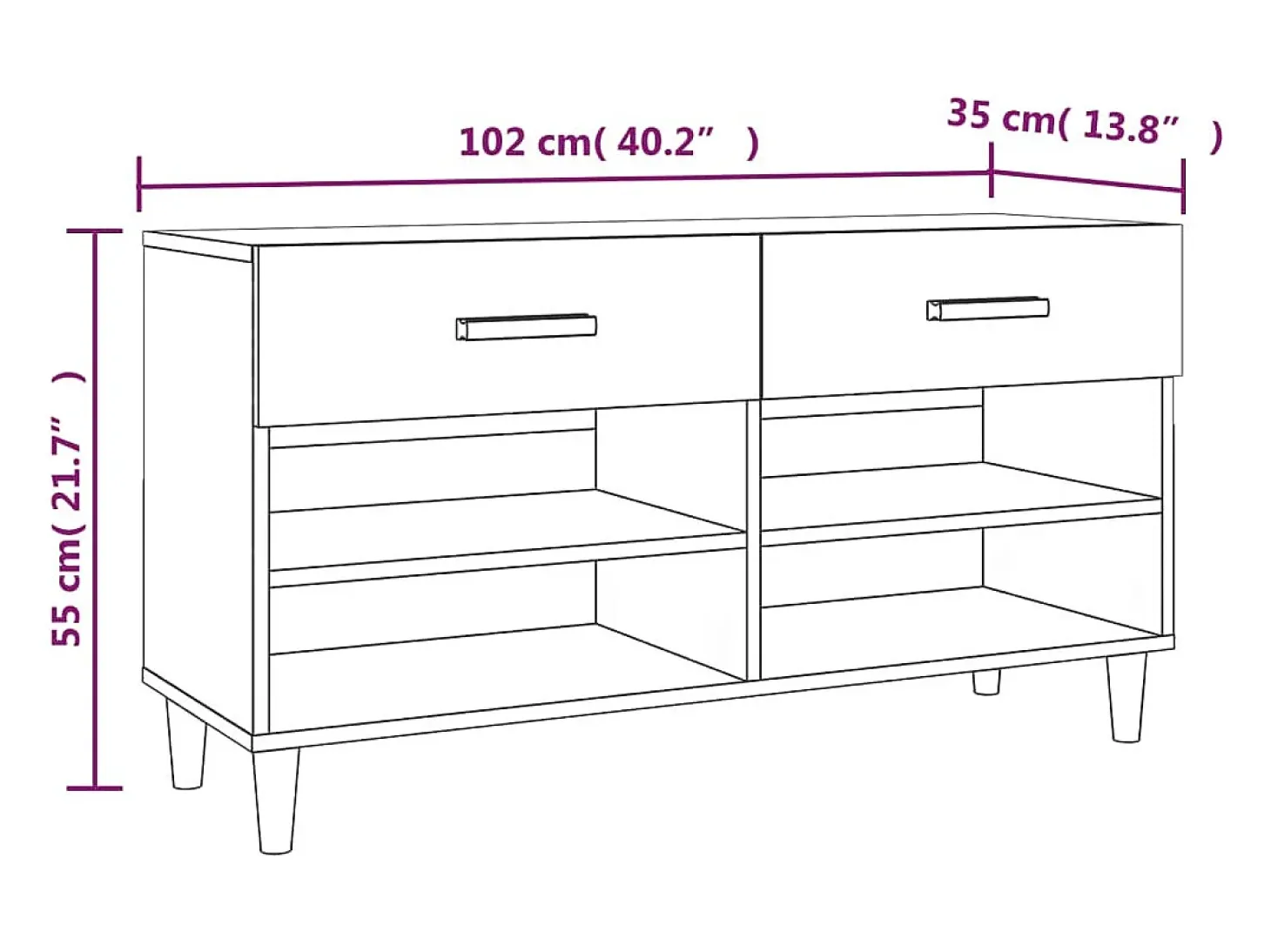 Zapatero gris hormigón 102x35x55 cm Madera de ingeniería