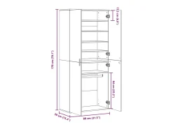 Zapatero gris hormigón 80x39x178 cm Madera de ingeniería