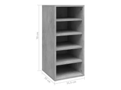Zapatero Gris Hormigón 31,5x35x70 cm Madera de Ingeniería