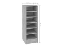 Zapatero Gris Hormigón 31,5x35x90 cm Madera de Ingeniería