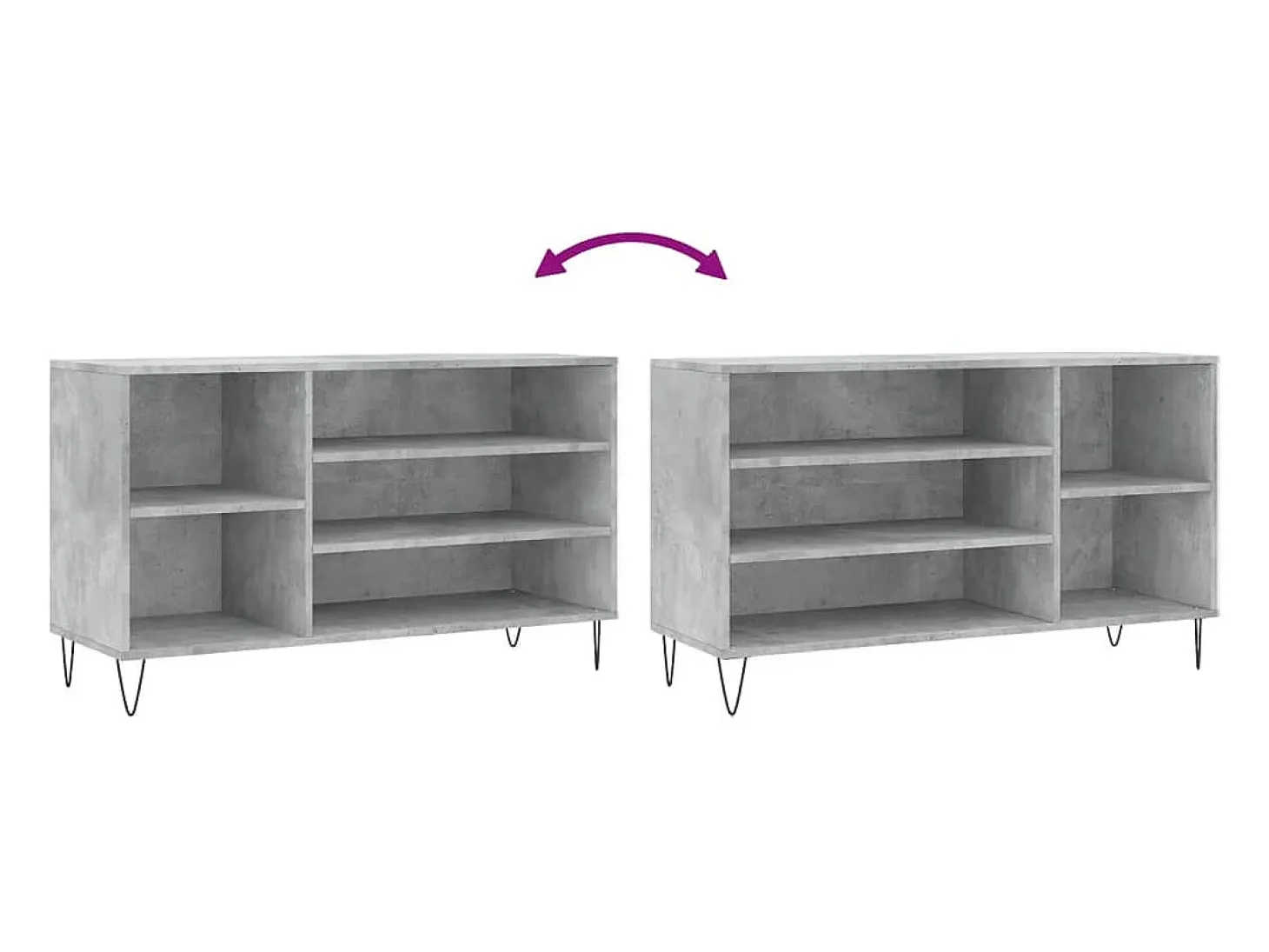 Zapatero gris hormigón 102x36x60 cm Madera de ingeniería