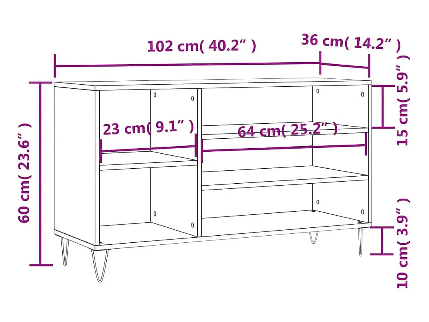 Zapatero gris hormigón 102x36x60 cm Madera de ingeniería