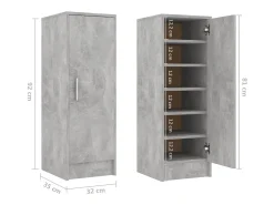 Zapatero gris hormigón 32x35x92 cm Madera de ingeniería